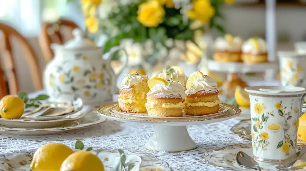 Elegant table setting with lemon cakes Great Gatsby recipe