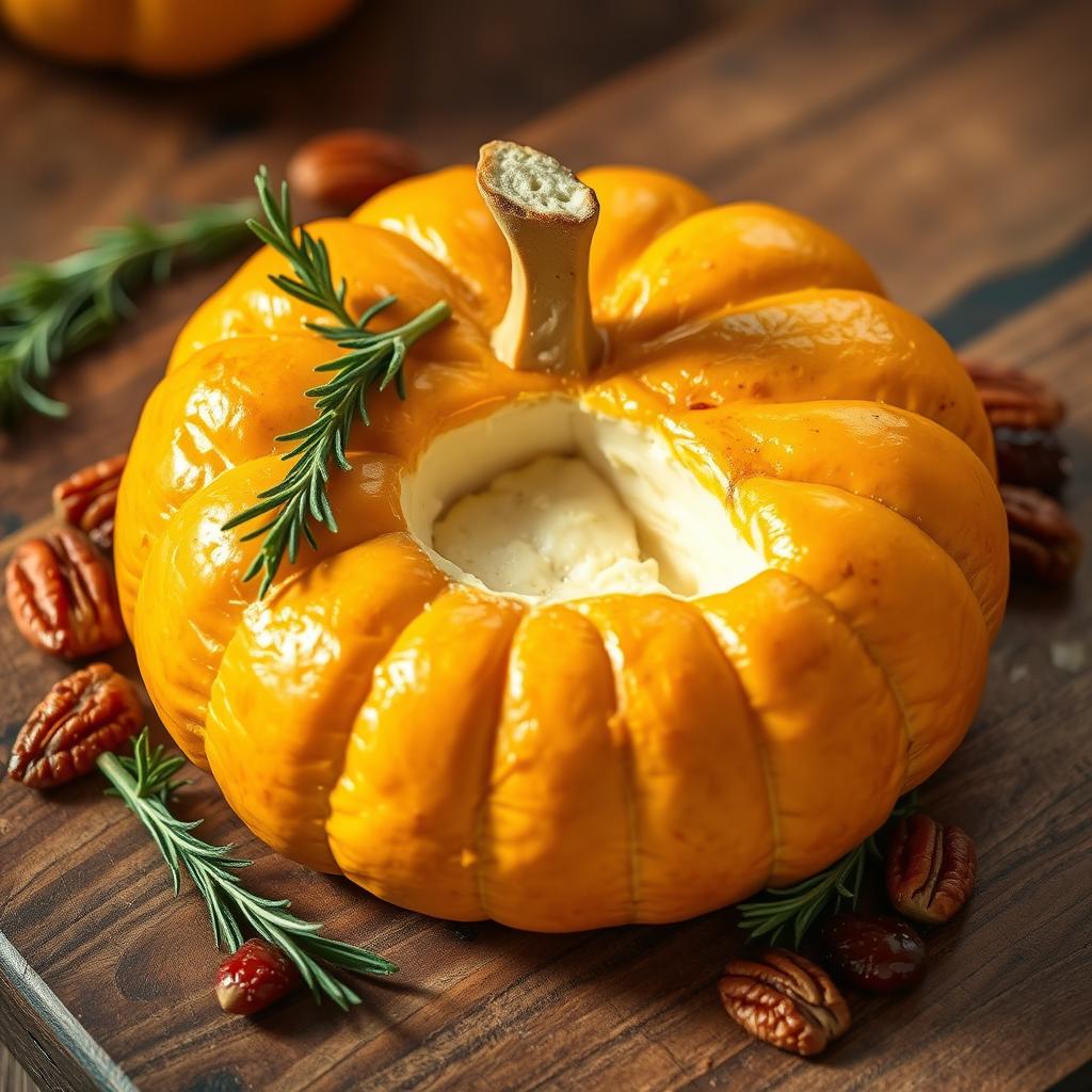 Pumpkin-shaped cheese appetizer