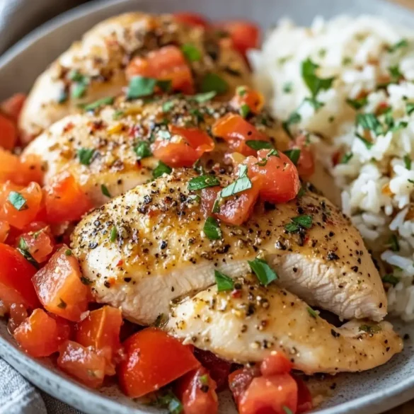 Juicy Slow Cooker Chicken Breasts Recipe Juicy slow cooker chicken breasts with diced tomatoes and seasonings