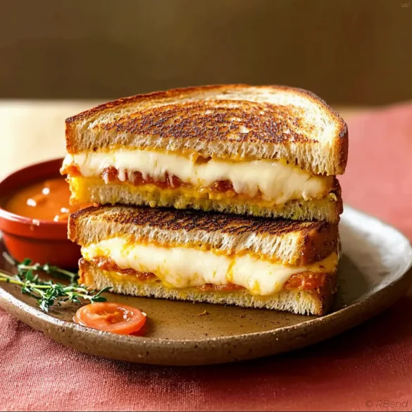 Grilled Cheese Sandwiches Grilled cheese sandwiches with golden crust and melted cheddar on a plate