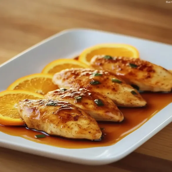 Orange Glazed Chicken Breasts Recipe Chicken breasts glazed with orange sauce and garnished with fresh orange slices