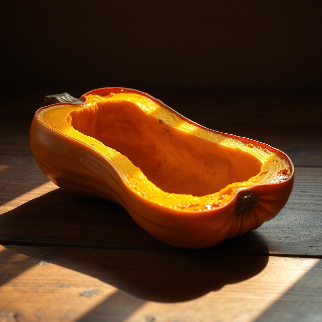 A golden-brown roasted butternut squash, fresh from the oven, rests on a rustic wooden surface. The squash's flesh is tender and caramelized, with a delicate sweetness and a hint of savory notes. Warm beams of natural light cast gentle shadows, accentuating the squash's curvaceous shape and highlighting its smooth, matte skin. The scene evokes a cozy, autumnal atmosphere, inviting the viewer to imagine the satisfying, comforting flavors of this classic roasted vegetable dish. A golden-brown roasted butternut squash, fresh from the oven, rests on a rustic wooden surface. The squash's flesh is tender and caramelized, with a delicate sweetness and a hint of savory notes. Warm beams of natural light cast gentle shadows, accentuating the squash's curvaceous shape and highlighting its smooth, matte skin. The scene evokes a cozy, autumnal atmosphere, inviting the viewer to imagine the satisfying, comforting flavors of this classic roasted vegetable dish.