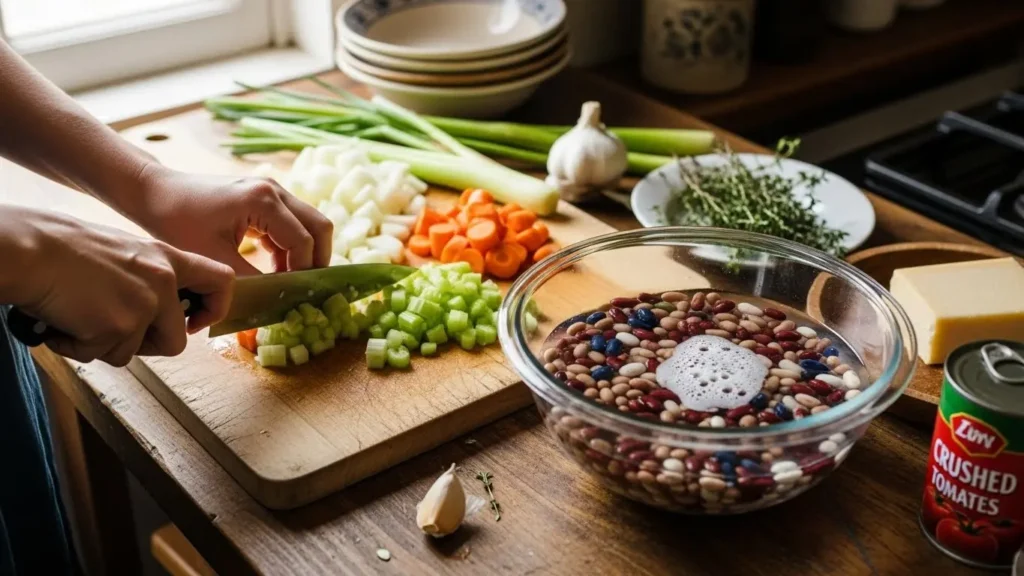 Preparing beans in kitchen showing practical beans nutrition integration and cooking methods