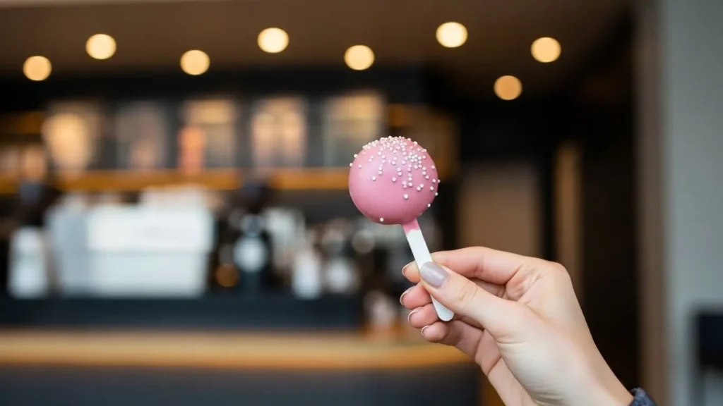 Cake Pop Nutrition Facts: Complete Expert Guide to Smart Dessert Choices 2026 1 Hand holding decorated cake pop at coffee shop showing typical serving size for calorie awarenes