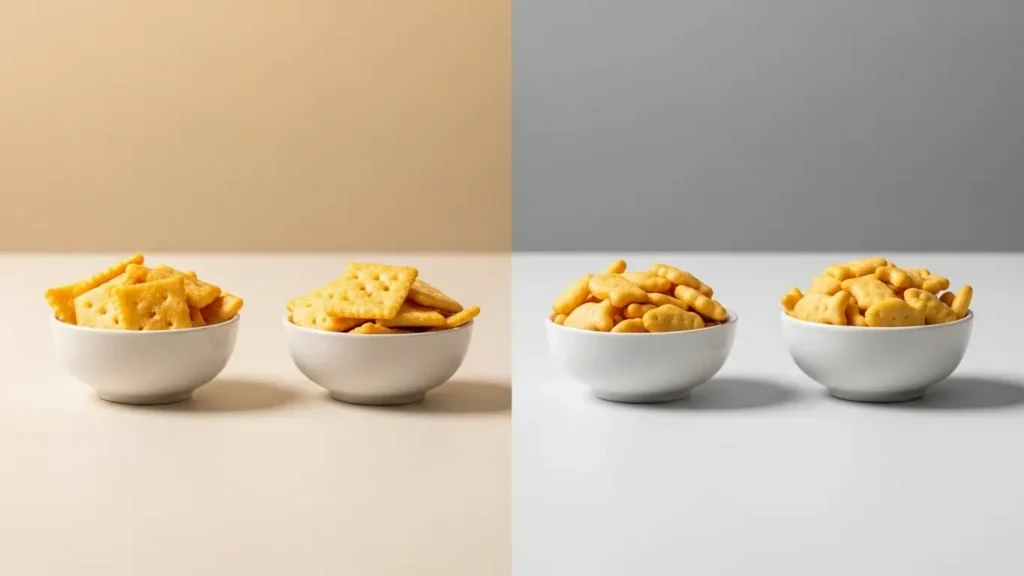 Cheez Its Nutrition Label: Complete Facts & Expert Analysis 3 Cheez Its macros comparison with different cheese cracker varieties in separate bowls