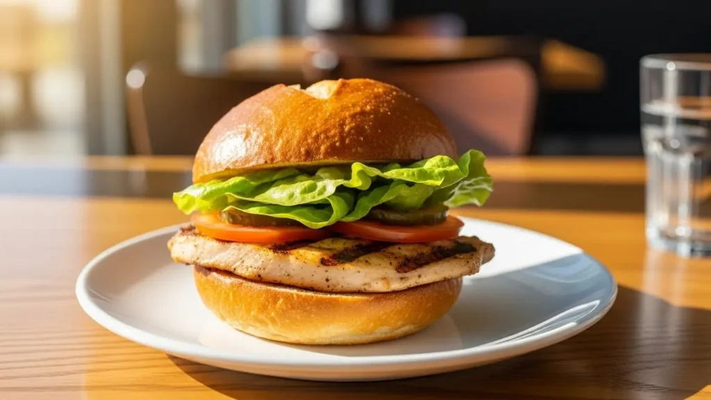 Restaurant Chain Nutrition Guide 4 Grilled chicken sandwich showing Chick-fil-A nutrition with healthier fast food alternatives and options