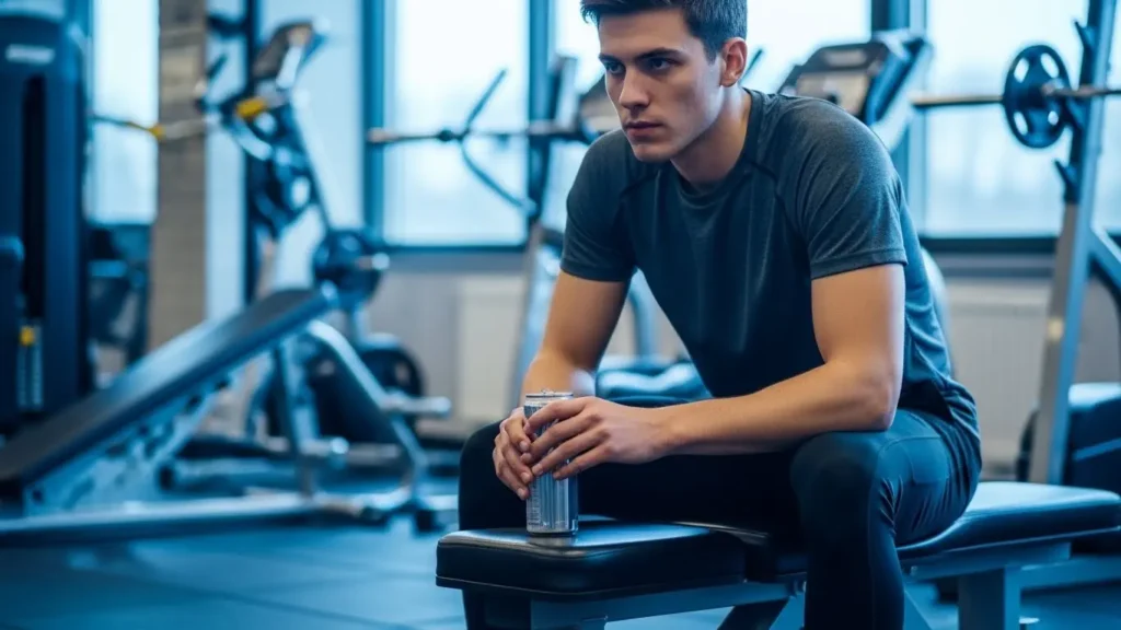 Beverages Nutrition Facts: Complete Guide 4 Athletic person with energy drink in gym showing caffeinated beverage use in fitness and performance context