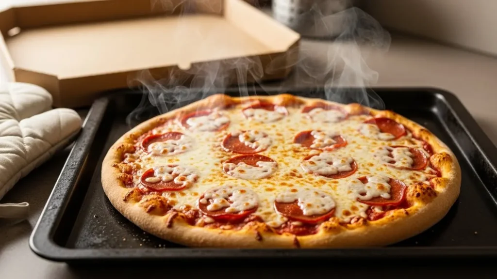 Frozen Foods Nutrition Facts Guide: Complete Analysis of Meals, Pizza & Vegetables 2026 3 Baked frozen pizza showing high-calorie high-sodium frozen meal nutrition concerns