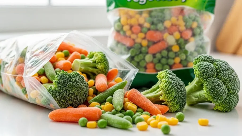 Frozen Foods Nutrition Facts Guide: Complete Analysis of Meals, Pizza & Vegetables 2026 2 Fresh-frozen vegetables showing nutrient retention and quality of frozen produce nutrition