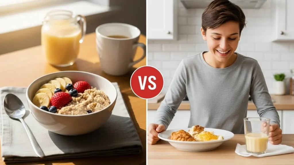 Quaker Oats Nutrition Facts: Expert Guide to Health Benefits 3 Breakfast comparison showing nutritious oatmeal versus alternative options for informed dietary decision-making