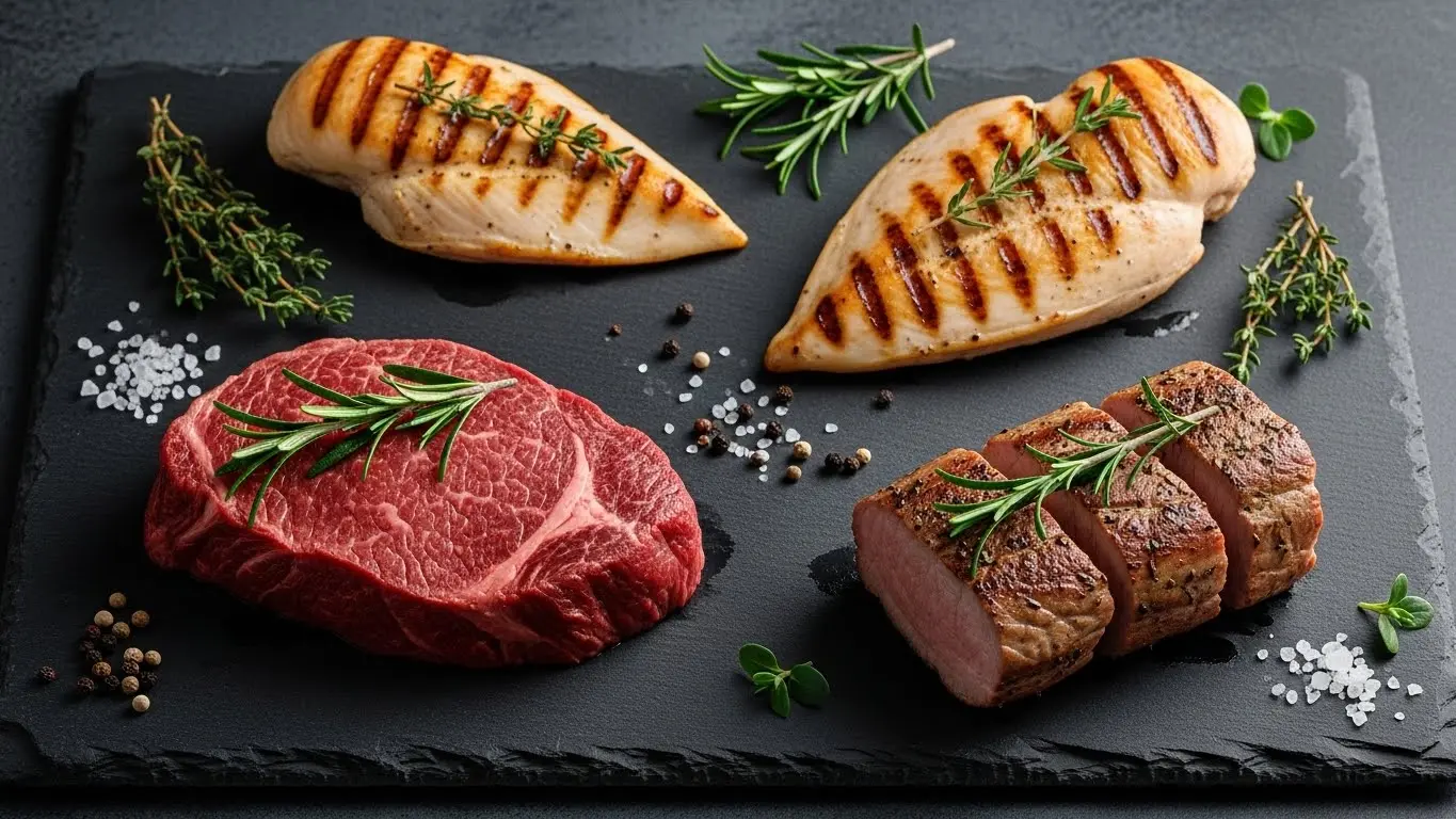 Meat & Protein Nutrition Facts Database 1 Comprehensive variety of meat protein sources including beef, poultry, and pork.