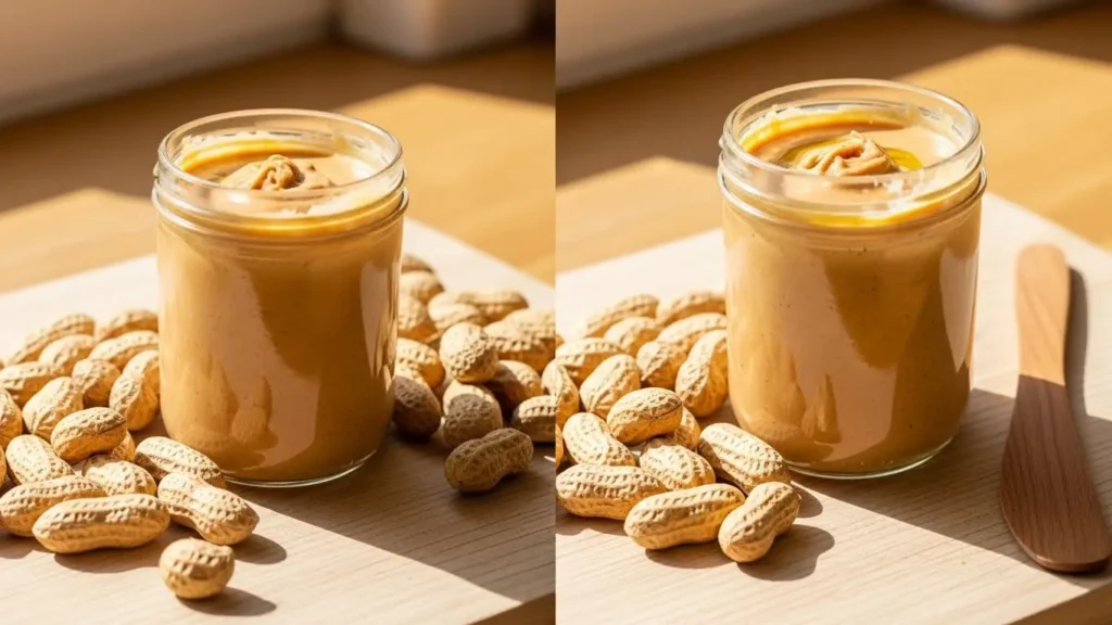 Nuts & Seeds Nutrition Database: Complete Guide to Protein, Fats & Minerals 2026 3 Whole peanuts and natural peanut butter showing high-protein legume nutrition benefits