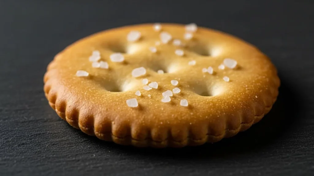 Saltine Crackers Nutrition: Complete Facts & Expert Analysis 1 Close-up of saltine cracker showing perforated surface and salt crystals highlighting sodium content per serving