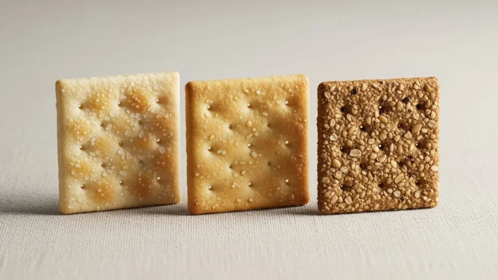 Saltines Nutritional Value: Expert RD Guide to Cracker Facts 2026 4 Saltine cracker varieties including original reduced-sodium and whole grain options on linen background