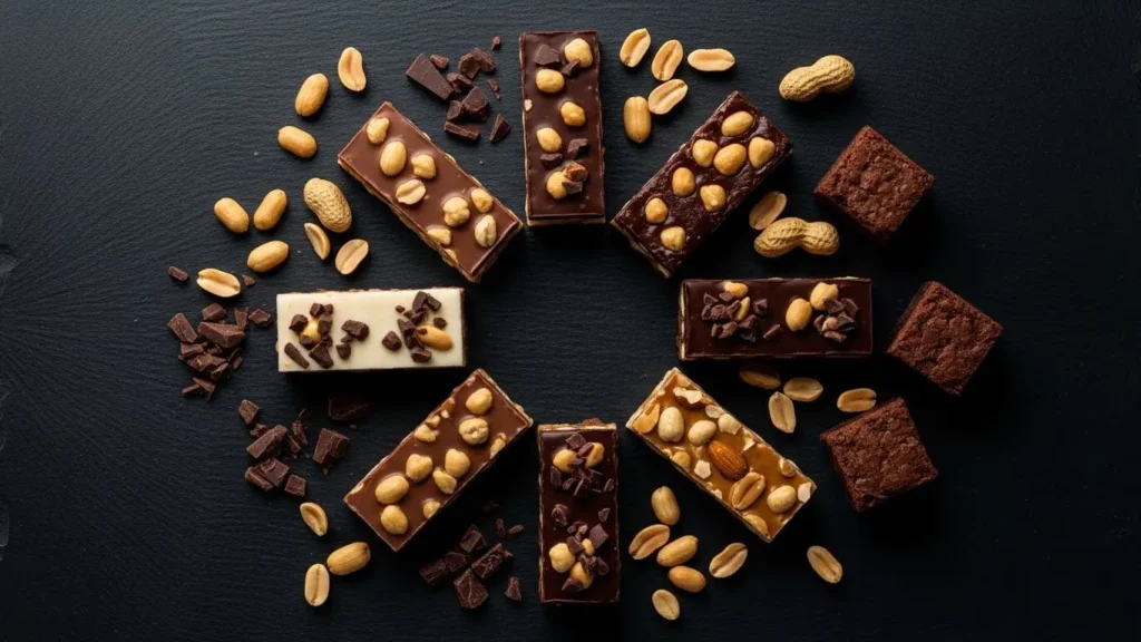Snickers nutritional content varies by type: original, dark chocolate, almond, and peanut brownie varieties