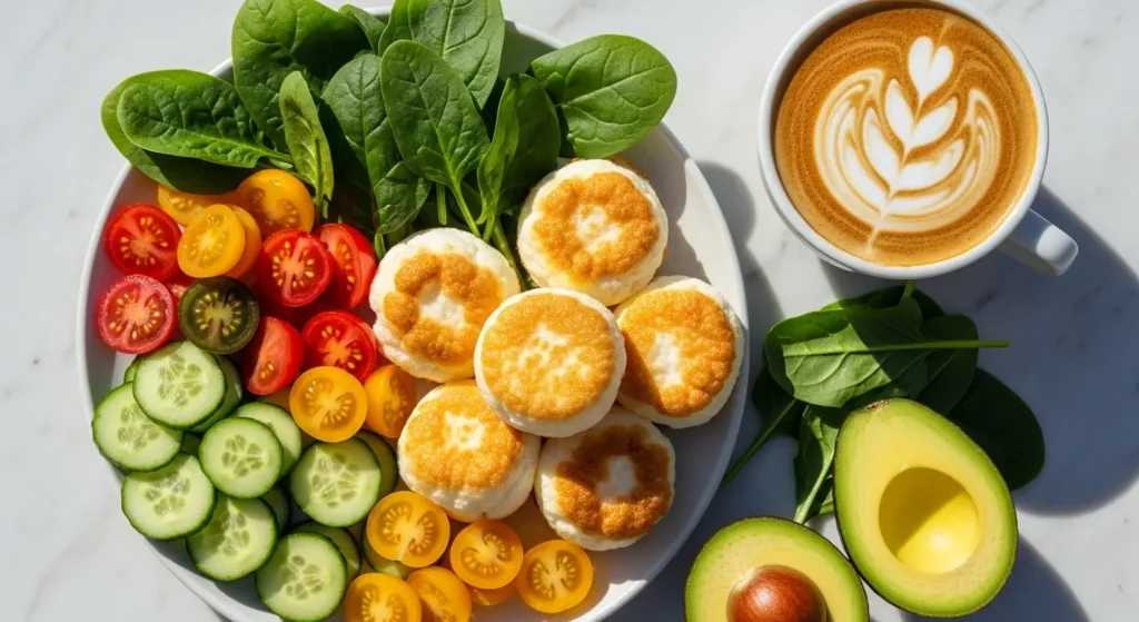 Starbucks egg white bites calories - healthy breakfast with protein-rich egg bites and fresh vegetables