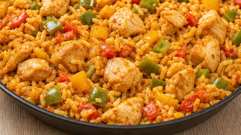 Arroz con Pollo EXPRESS en Minutos - Descubre cómo hacer arroz con pollo fácil y rápido. Receta casera perfecta para el almuerzo en menos de 30 minutos. ¡Sabor