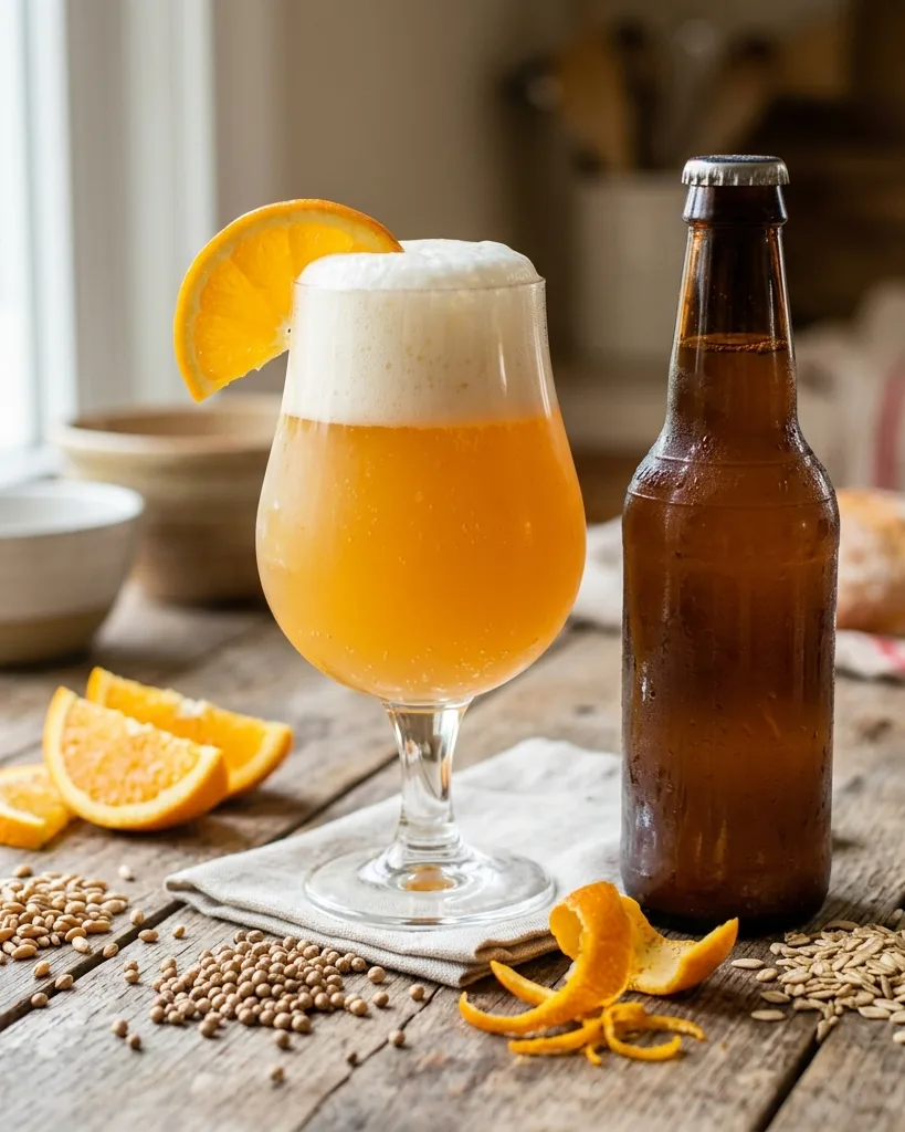 Close-up illustrating blue Moon Belgian White Nutrition Facts