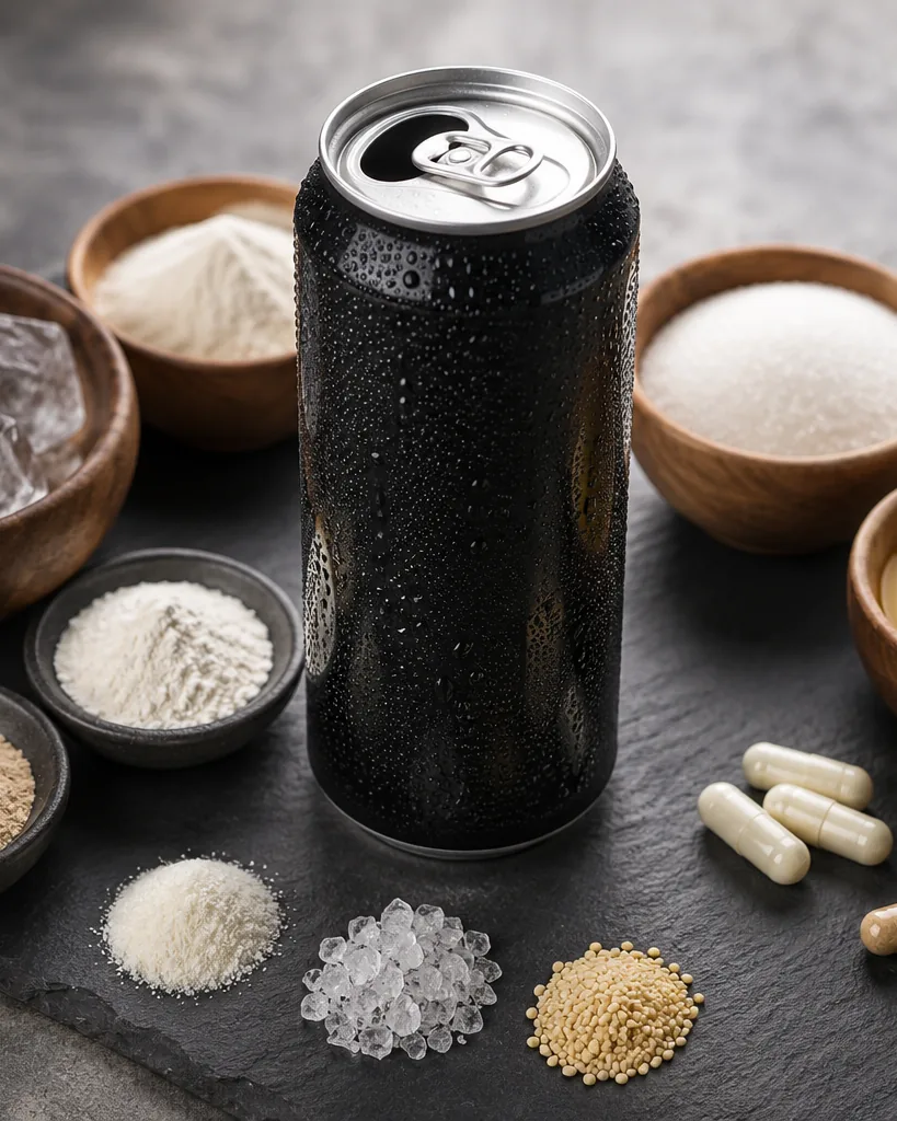 Close-up illustrating monster Energy nutrition facts at a glance