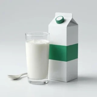 Whole Milk, a tall glass of whole milk beside the carton on a clean light surface