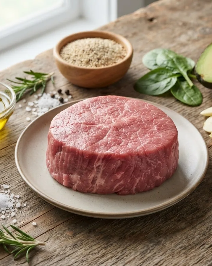 Close-up illustrating filet mignon nutrition at a glance