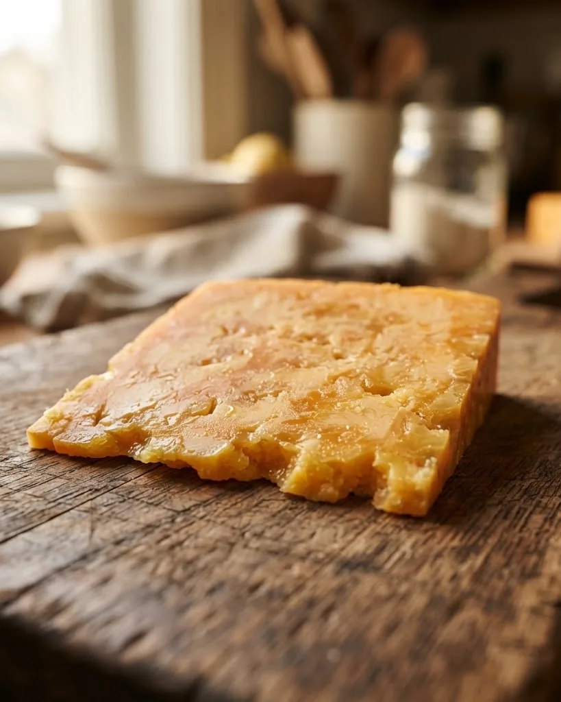 Close-up illustrating what one cheddar slice actually costs: 90 calories, 4 g saturated fat