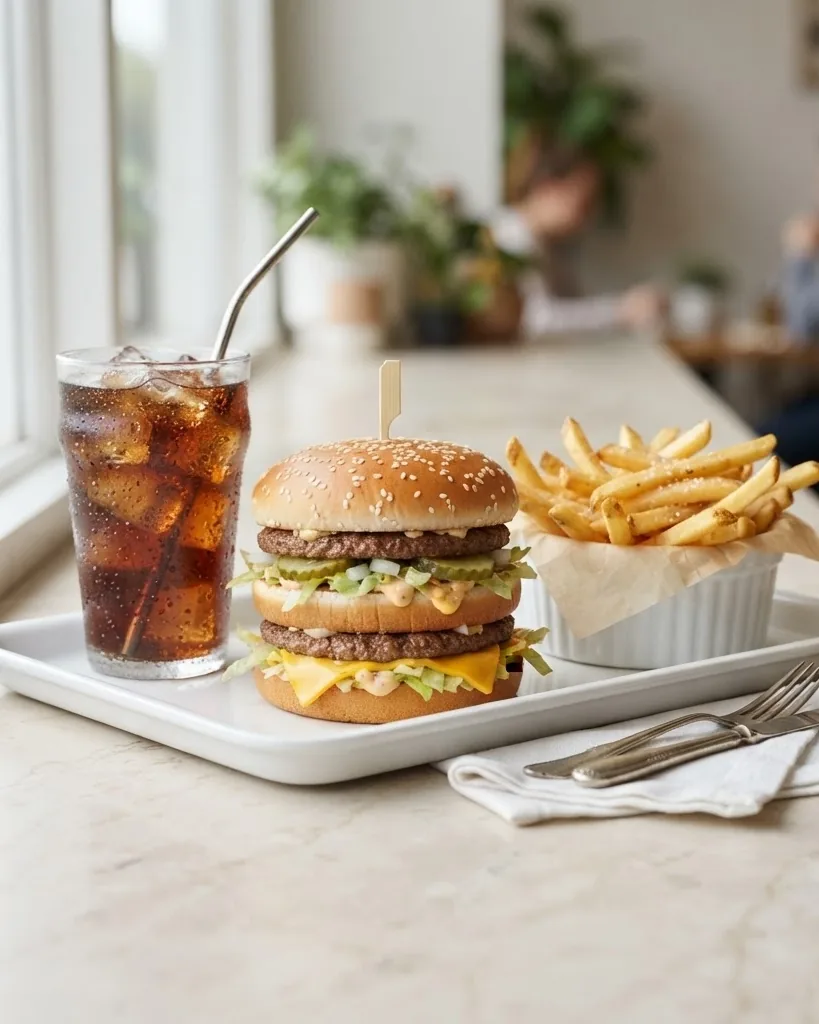 Detail view of big Mac meal nutrition facts table