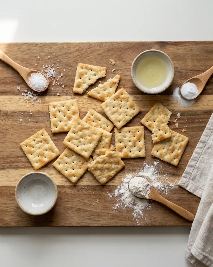 Close-up illustrating what is in a serving of saltines