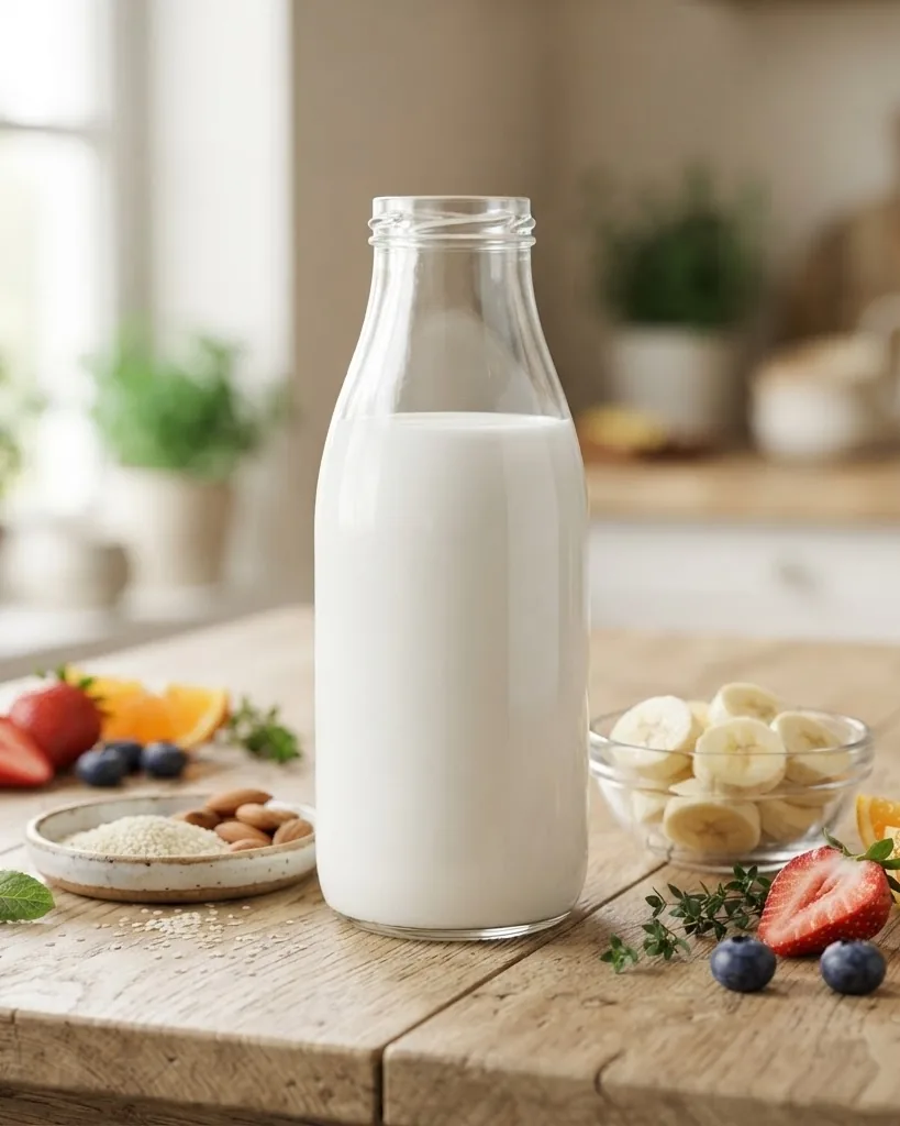 Detail view of calcium, potassium, and the fortified vitamins