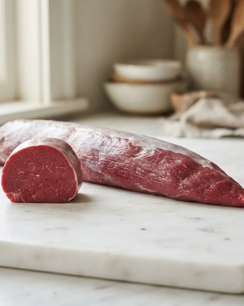 Close-up illustrating where filet mignon sits on the tenderloin, and why the location makes it lean