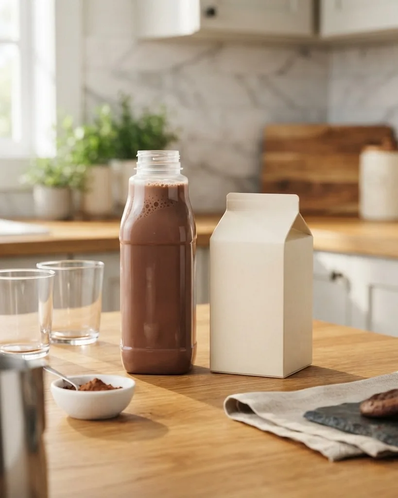 Detail view of fairlife chocolate milk nutrition facts and the bottle-versus-carton gap