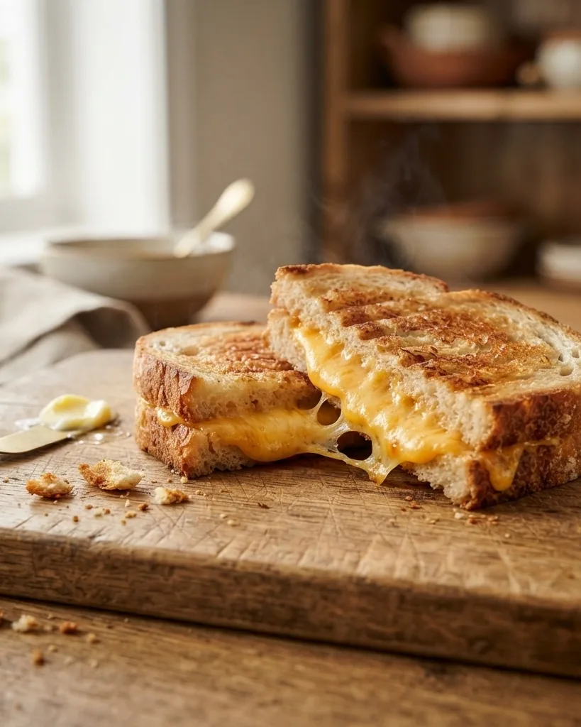 Detail view of how many calories are in a grilled cheese, from homemade to Panera