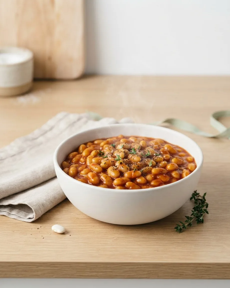 Detail view of baked Beans Nutrition Table: Serving Size, Macros, and Minerals