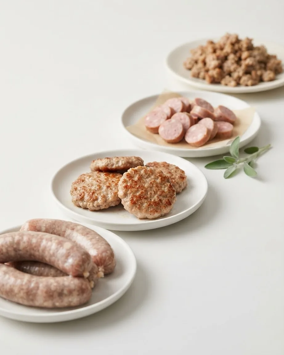 Detail view of the full nutrition table for turkey sausage, by source