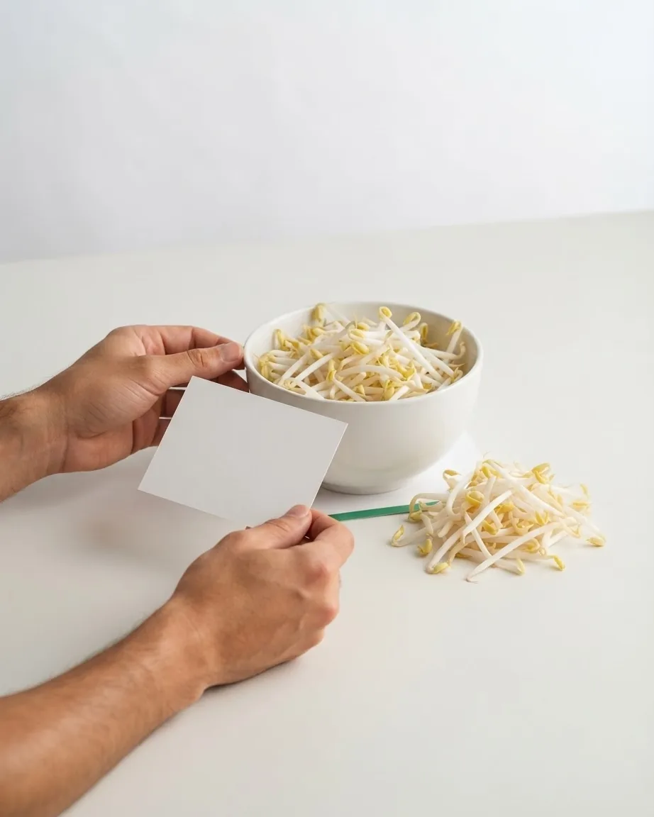 Close-up illustrating reading bean sprouts nutrition off the 100-gram USDA line